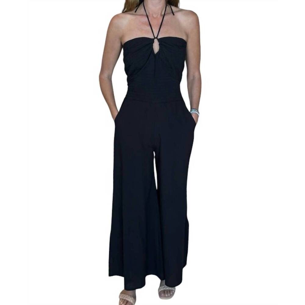 NEW PHIE COLLECTIVE brushed pleated jumpsuit in black
